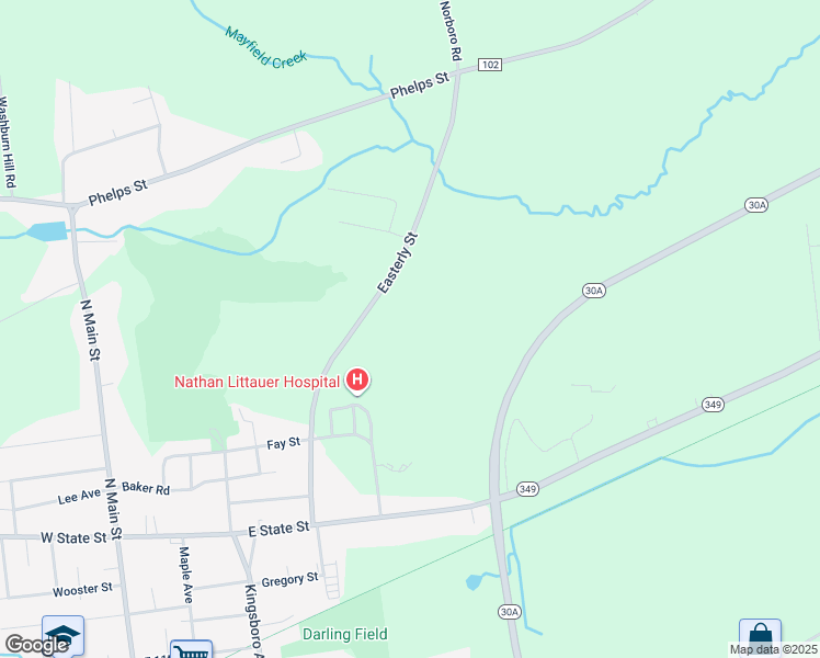 map of restaurants, bars, coffee shops, grocery stores, and more near 50 Easterly Street in Gloversville
