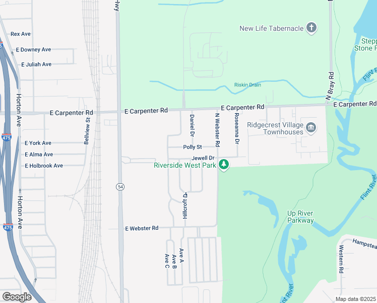 map of restaurants, bars, coffee shops, grocery stores, and more near 6805 Daniel Drive in Flint