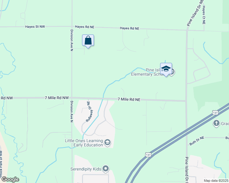map of restaurants, bars, coffee shops, grocery stores, and more near in Comstock Park