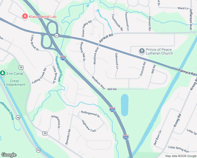 map of restaurants, bars, coffee shops, grocery stores, and more near 12 Weyburn Way in Fairport