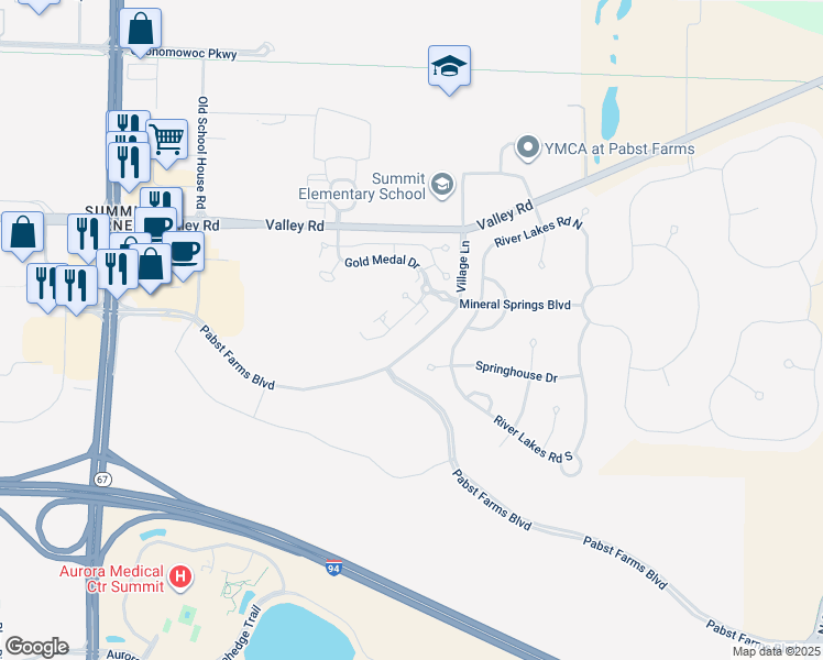 map of restaurants, bars, coffee shops, grocery stores, and more near 1784 Regal Court in Oconomowoc