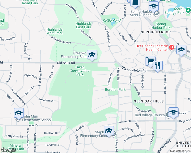 map of restaurants, bars, coffee shops, grocery stores, and more near 5754 Bittersweet Place in Madison