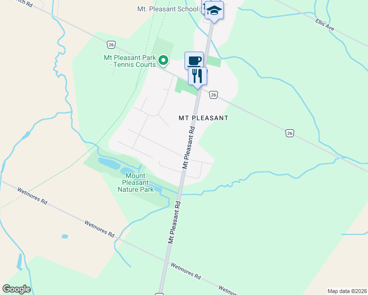 map of restaurants, bars, coffee shops, grocery stores, and more near 730 Mount Pleasant Road in Brant