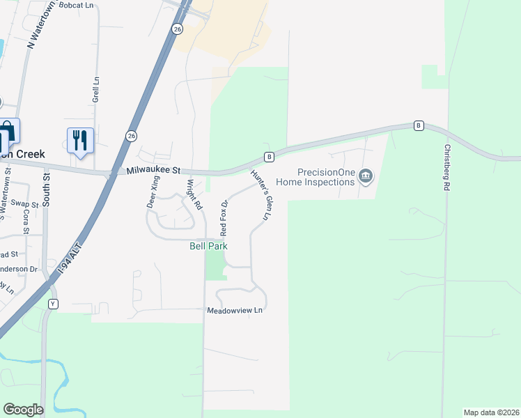 map of restaurants, bars, coffee shops, grocery stores, and more near in Johnson Creek