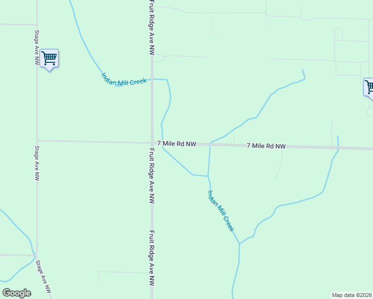 map of restaurants, bars, coffee shops, grocery stores, and more near 3880 7 Mile Road Northwest in Grand Rapids