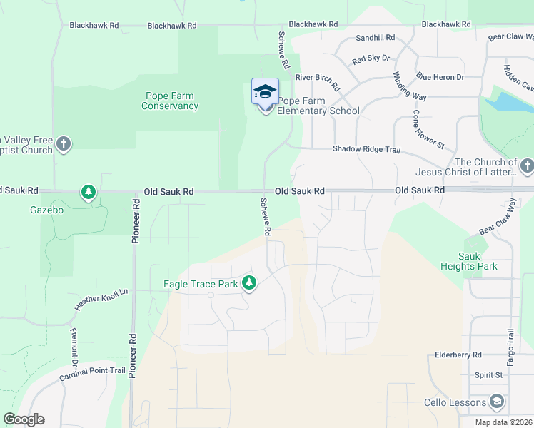 map of restaurants, bars, coffee shops, grocery stores, and more near 645 Schewe Rd in Verona