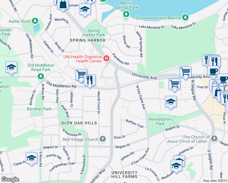 map of restaurants, bars, coffee shops, grocery stores, and more near in Madison