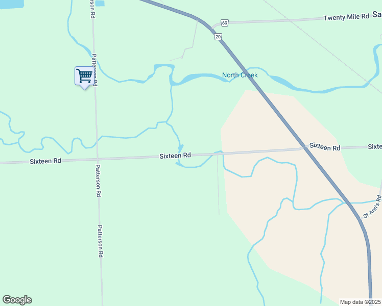 map of restaurants, bars, coffee shops, grocery stores, and more near 5747 Sixteen Road in Saint Anns