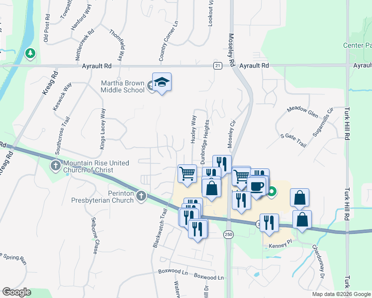 map of restaurants, bars, coffee shops, grocery stores, and more near 23 Acorn Lane in Fairport