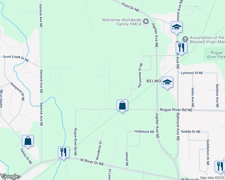 map of restaurants, bars, coffee shops, grocery stores, and more near 6114 Maksimowski Avenue Northeast in Kent County