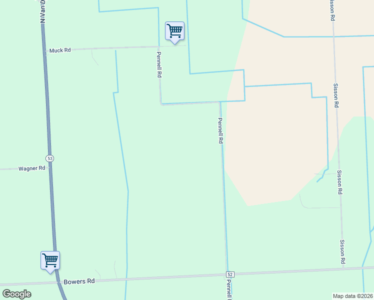map of restaurants, bars, coffee shops, grocery stores, and more near 7174 Muck Road in Imlay City