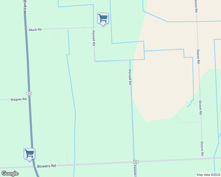 map of restaurants, bars, coffee shops, grocery stores, and more near 7174 Muck Road in Imlay City