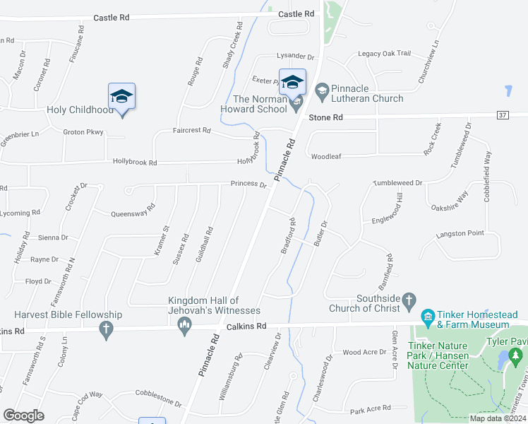 map of restaurants, bars, coffee shops, grocery stores, and more near 429 Pinnacle Road in Rochester