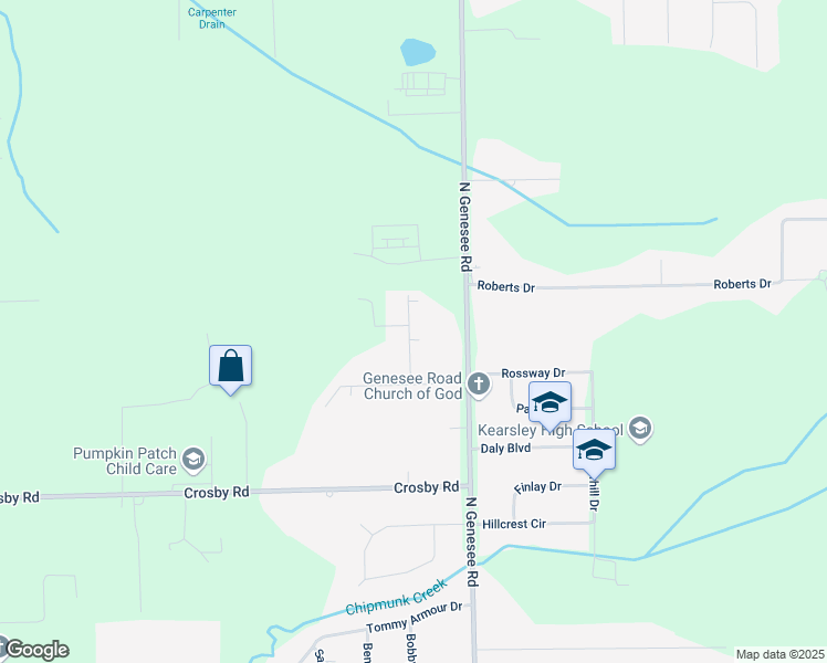 map of restaurants, bars, coffee shops, grocery stores, and more near 4434 Muriel Drive in Flint
