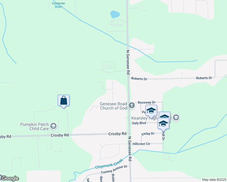 map of restaurants, bars, coffee shops, grocery stores, and more near 4434 Muriel Drive in Flint