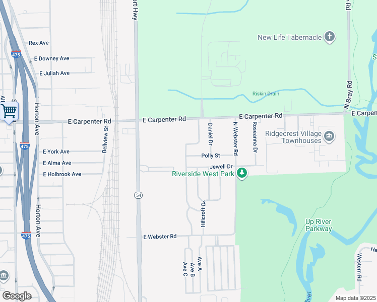map of restaurants, bars, coffee shops, grocery stores, and more near 6808 Cecil Drive in Flint