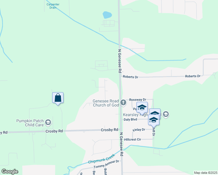 map of restaurants, bars, coffee shops, grocery stores, and more near 4434 Muriel Drive in Flint