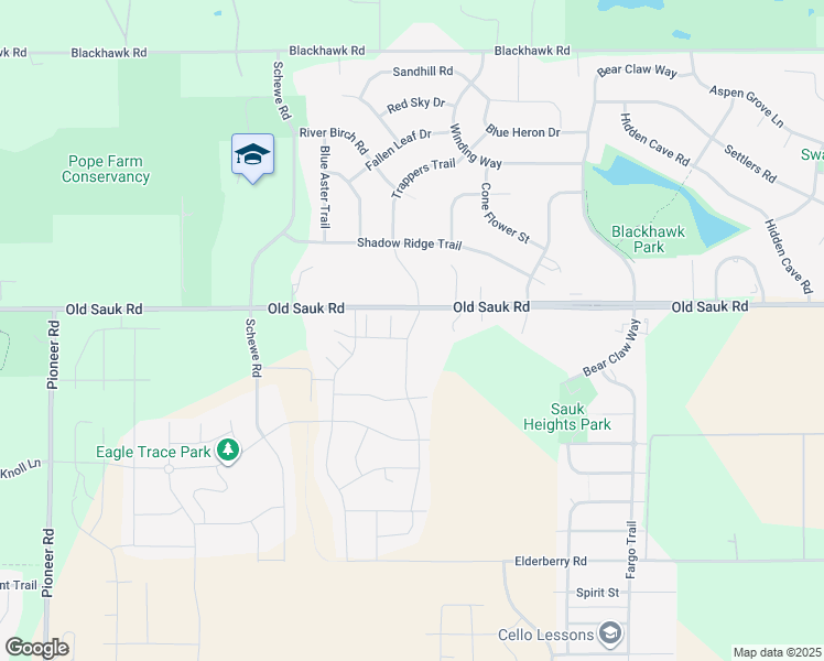 map of restaurants, bars, coffee shops, grocery stores, and more near 536 Big Stone Trail in Middleton