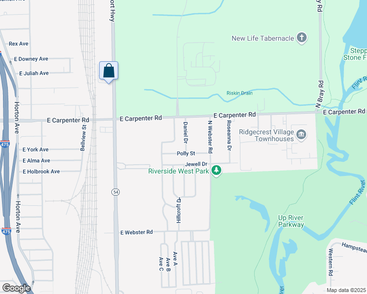map of restaurants, bars, coffee shops, grocery stores, and more near 6805 Daniel Drive in Flint