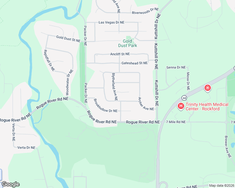 map of restaurants, bars, coffee shops, grocery stores, and more near 6150 Blythefield Avenue Northeast in Rockford