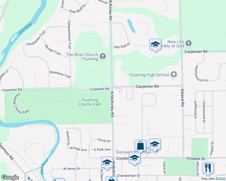 map of restaurants, bars, coffee shops, grocery stores, and more near 8100 Carpenter Road in Flushing