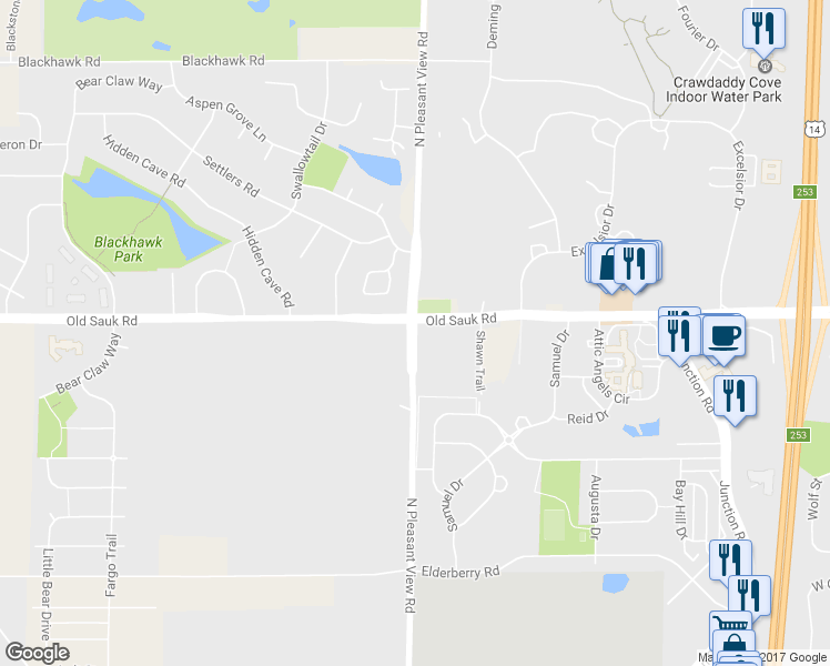 map of restaurants, bars, coffee shops, grocery stores, and more near North Pleasant View Road in Middleton