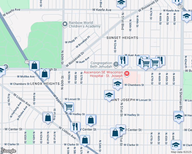 map of restaurants, bars, coffee shops, grocery stores, and more near in Milwaukee