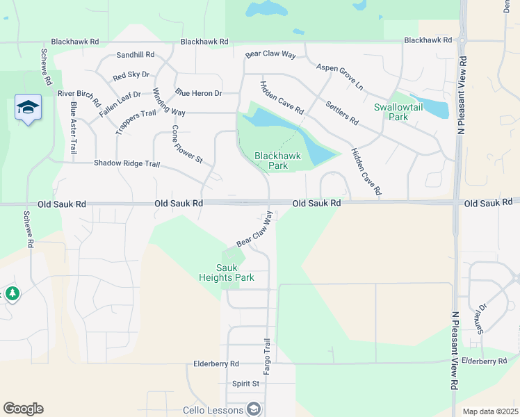 map of restaurants, bars, coffee shops, grocery stores, and more near 641 Bear Claw Way in Middleton