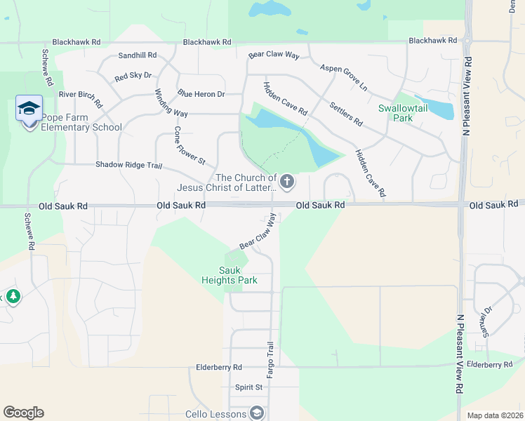 map of restaurants, bars, coffee shops, grocery stores, and more near 641 Bear Claw Way in Middleton