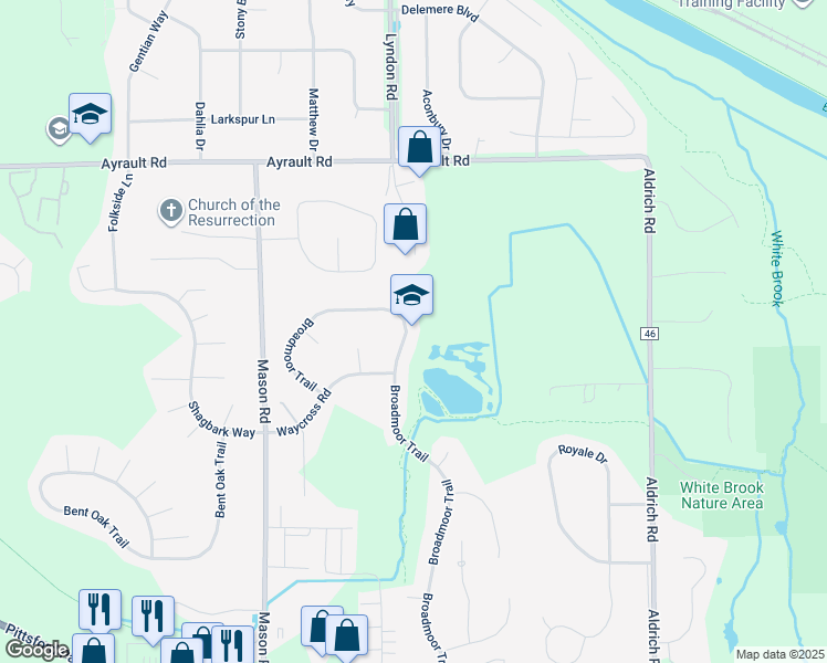 map of restaurants, bars, coffee shops, grocery stores, and more near in Fairport