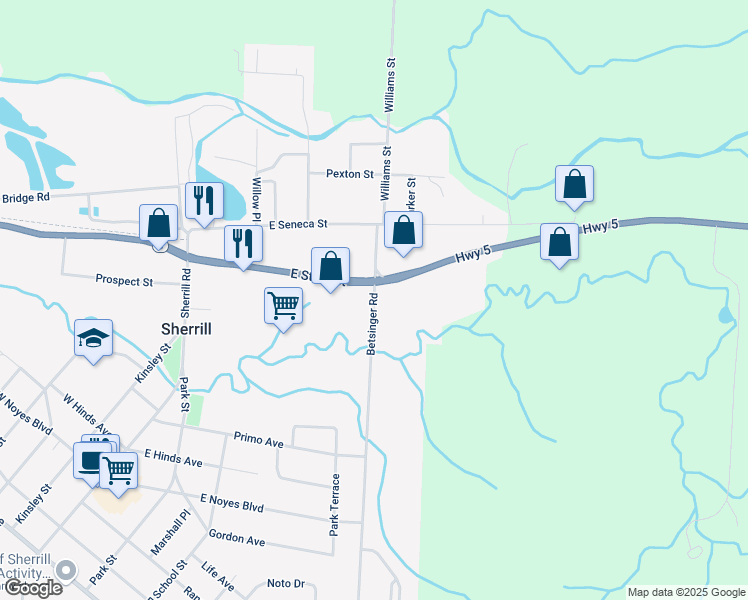 map of restaurants, bars, coffee shops, grocery stores, and more near 200 Betsinger Road in Sherrill