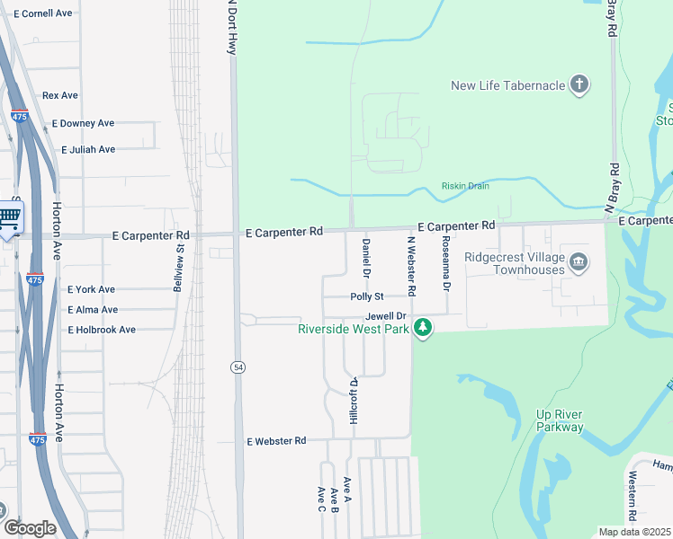 map of restaurants, bars, coffee shops, grocery stores, and more near 6808 Cecil Drive in Flint