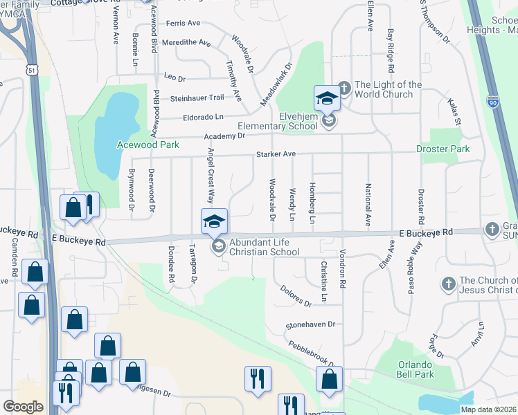 map of restaurants, bars, coffee shops, grocery stores, and more near 1710 Woodvale Drive in Madison