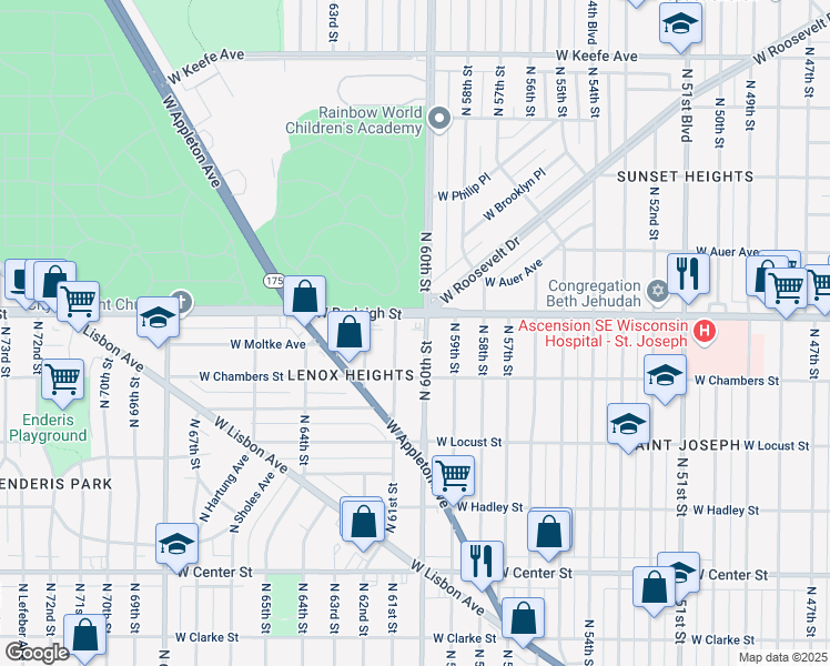 map of restaurants, bars, coffee shops, grocery stores, and more near in Milwaukee
