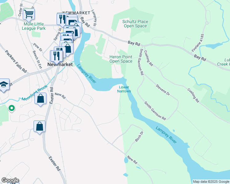 map of restaurants, bars, coffee shops, grocery stores, and more near 25 Great Cove Drive in Newmarket