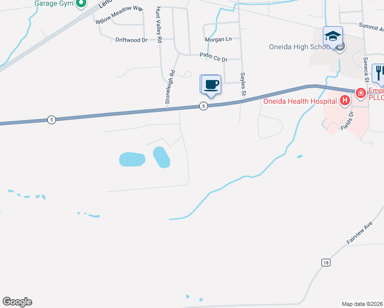 map of restaurants, bars, coffee shops, grocery stores, and more near 616 Deerfield Drive in Oneida