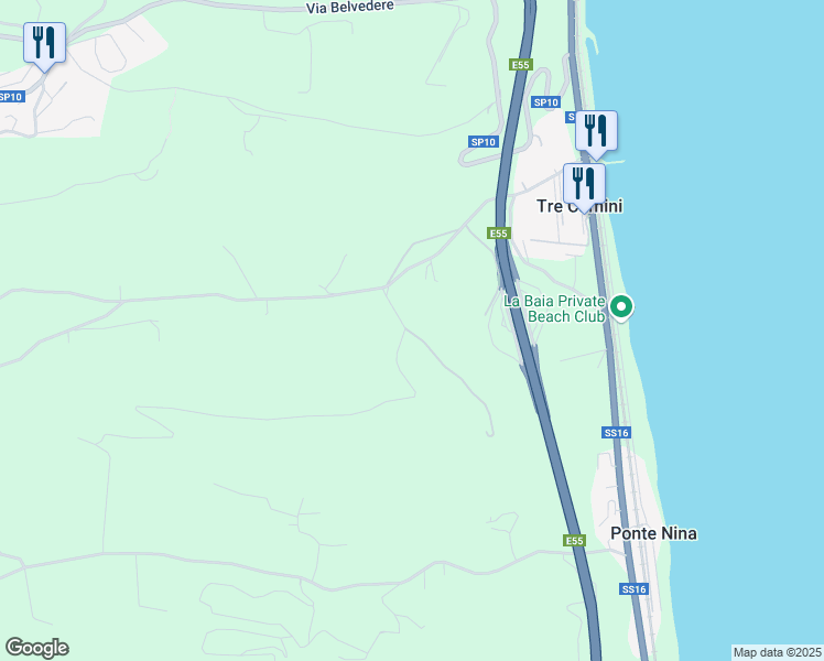 map of restaurants, bars, coffee shops, grocery stores, and more near 38 Contrada Marina in Provincia di Fermo