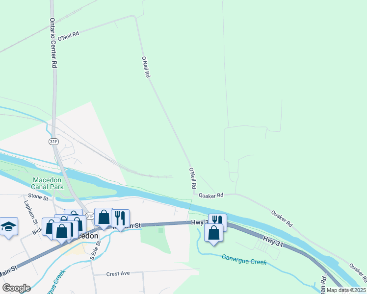 map of restaurants, bars, coffee shops, grocery stores, and more near 1776 O'Neil Road in Macedon