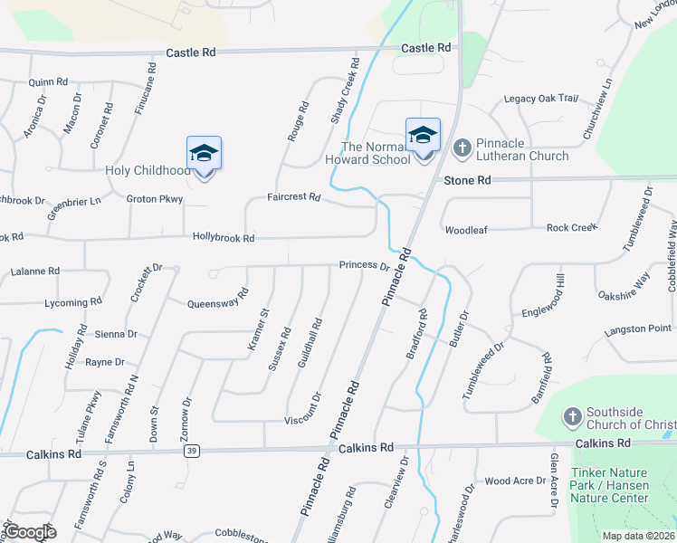 map of restaurants, bars, coffee shops, grocery stores, and more near 48 Princess Drive in Rochester