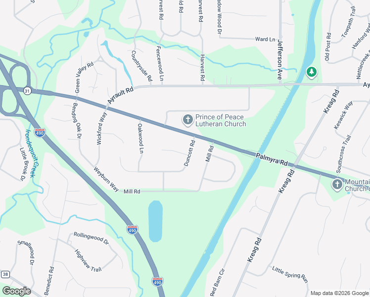 map of restaurants, bars, coffee shops, grocery stores, and more near 1 Duncott Road in Fairport