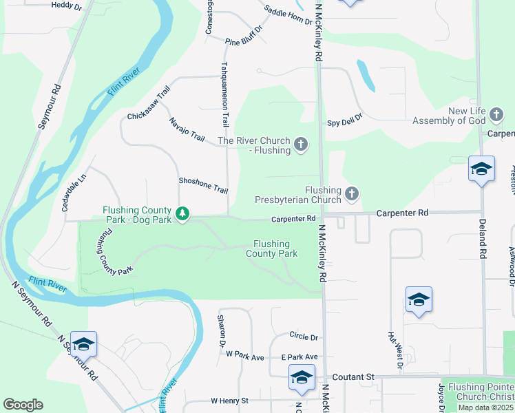 map of restaurants, bars, coffee shops, grocery stores, and more near 5040 Tahquamenon Trail in Flushing