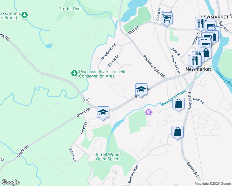 map of restaurants, bars, coffee shops, grocery stores, and more near 23 Maplecrest Street in Newmarket