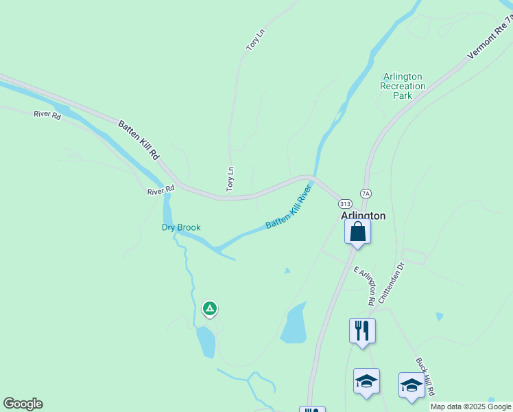 map of restaurants, bars, coffee shops, grocery stores, and more near Battenkill Lane in Arlington