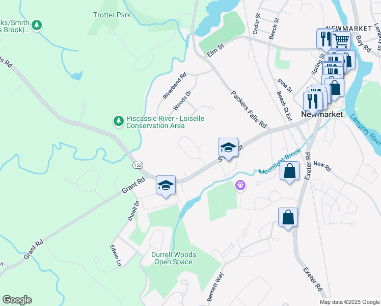 map of restaurants, bars, coffee shops, grocery stores, and more near 23 Maplecrest Street in Newmarket