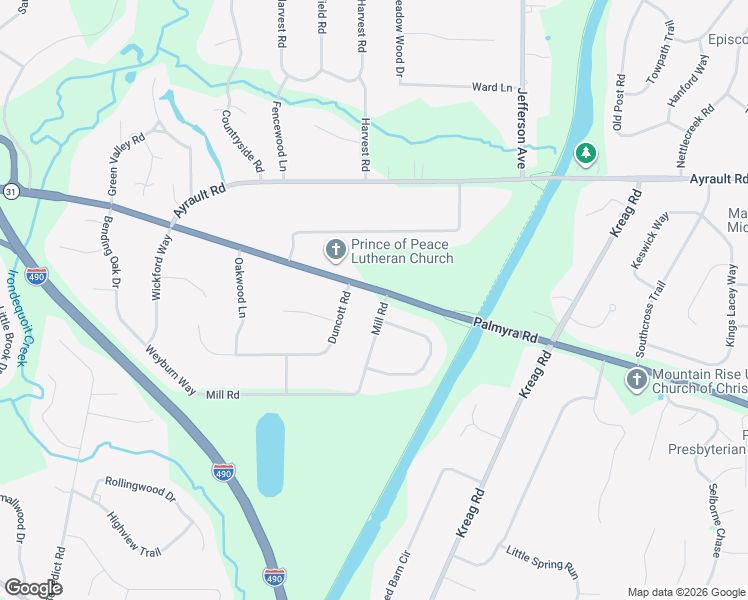 map of restaurants, bars, coffee shops, grocery stores, and more near 2 Duncott Road in Fairport