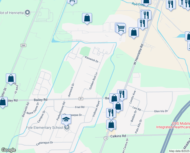 map of restaurants, bars, coffee shops, grocery stores, and more near 71 Golden Rod Lane in Rochester