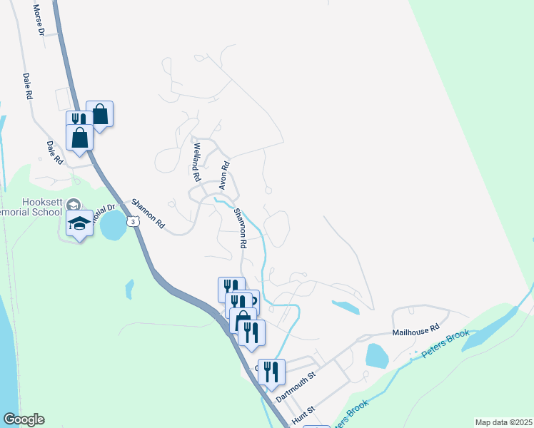map of restaurants, bars, coffee shops, grocery stores, and more near 8 Trent Road in Hooksett