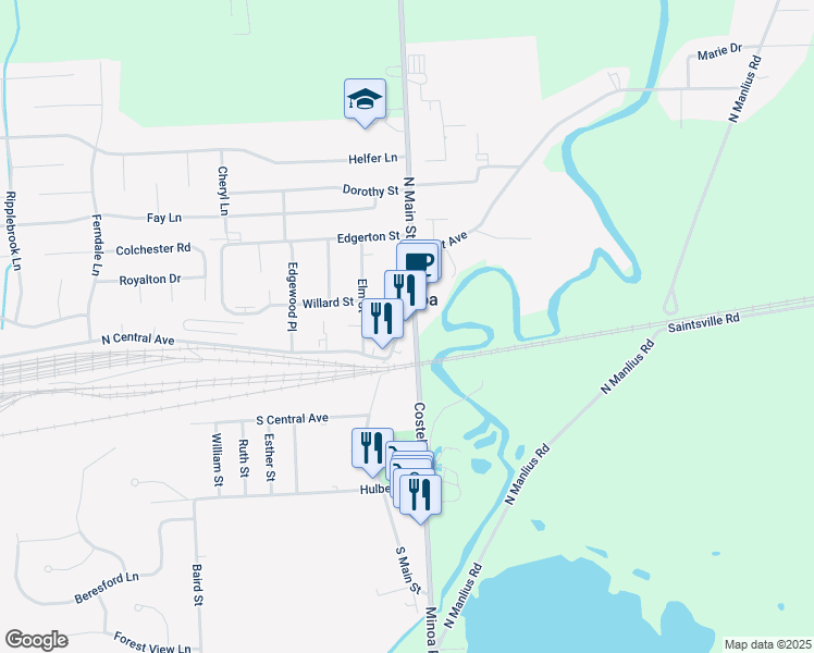 map of restaurants, bars, coffee shops, grocery stores, and more near in Minoa