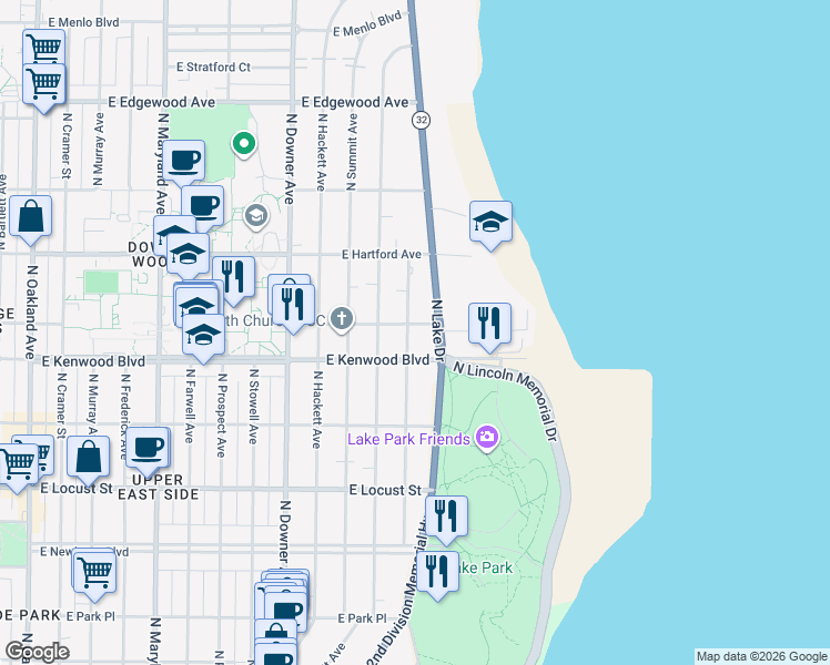 map of restaurants, bars, coffee shops, grocery stores, and more near 3005 East Hampshire Street in Milwaukee