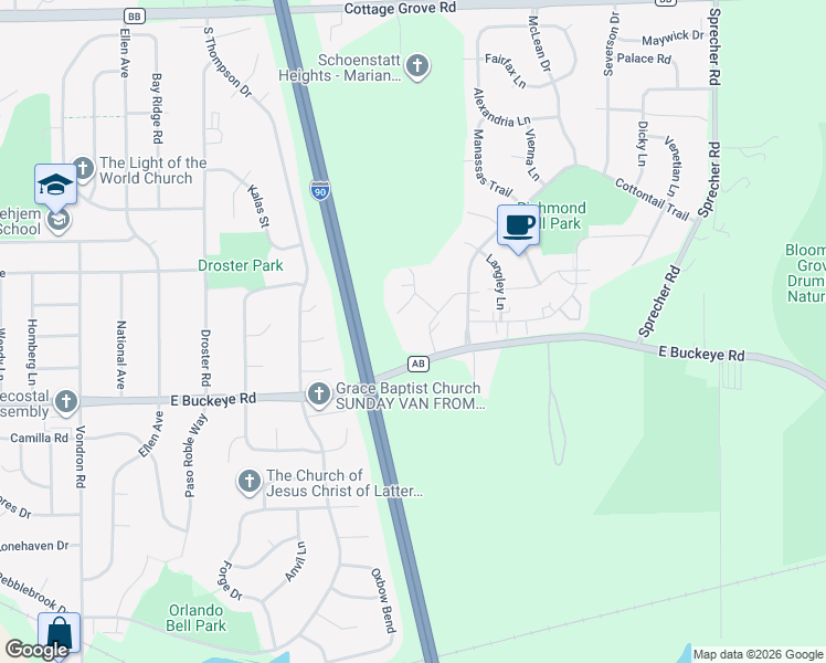 map of restaurants, bars, coffee shops, grocery stores, and more near 1626 Kings Mill Way in Madison